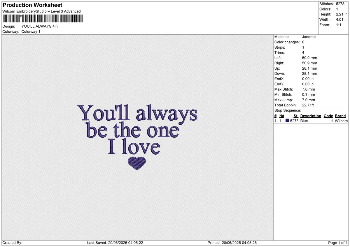 YOU'LL ALWAYS Embroidery File 6 size