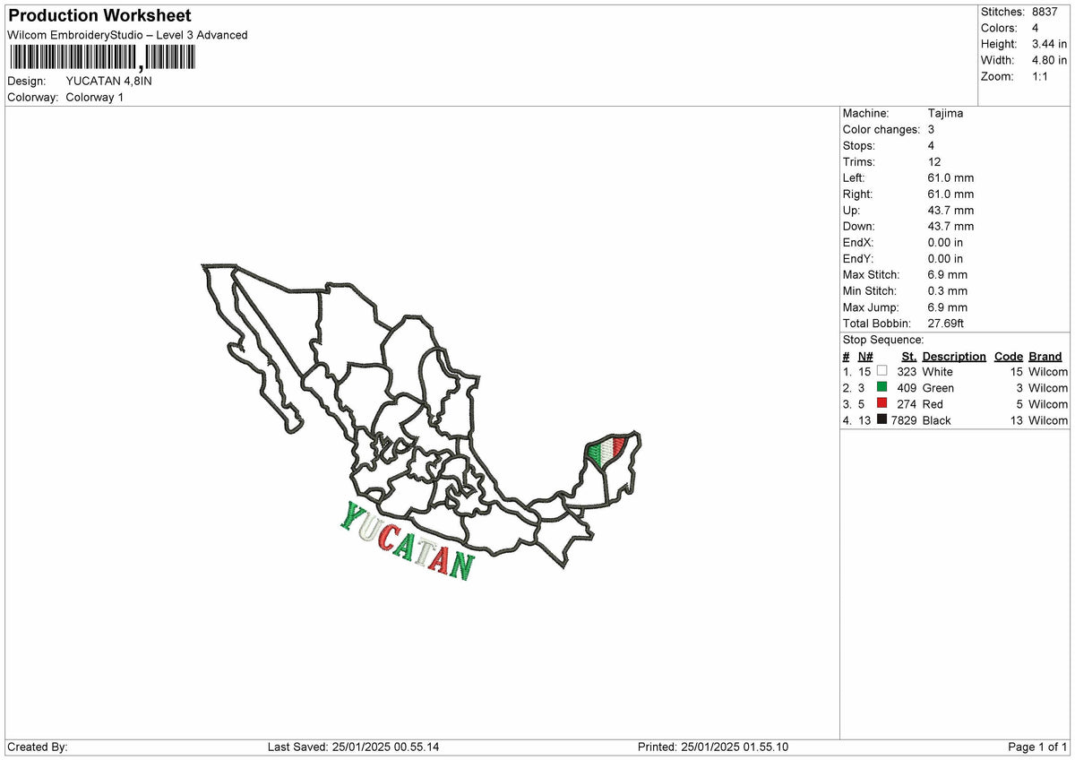 Yucatantext Embroidery File 6 sizes