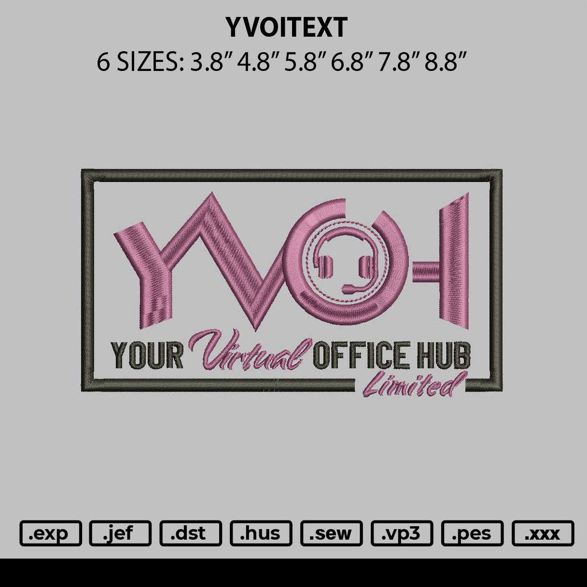 Yvohtext Embroidery File 6 sizes