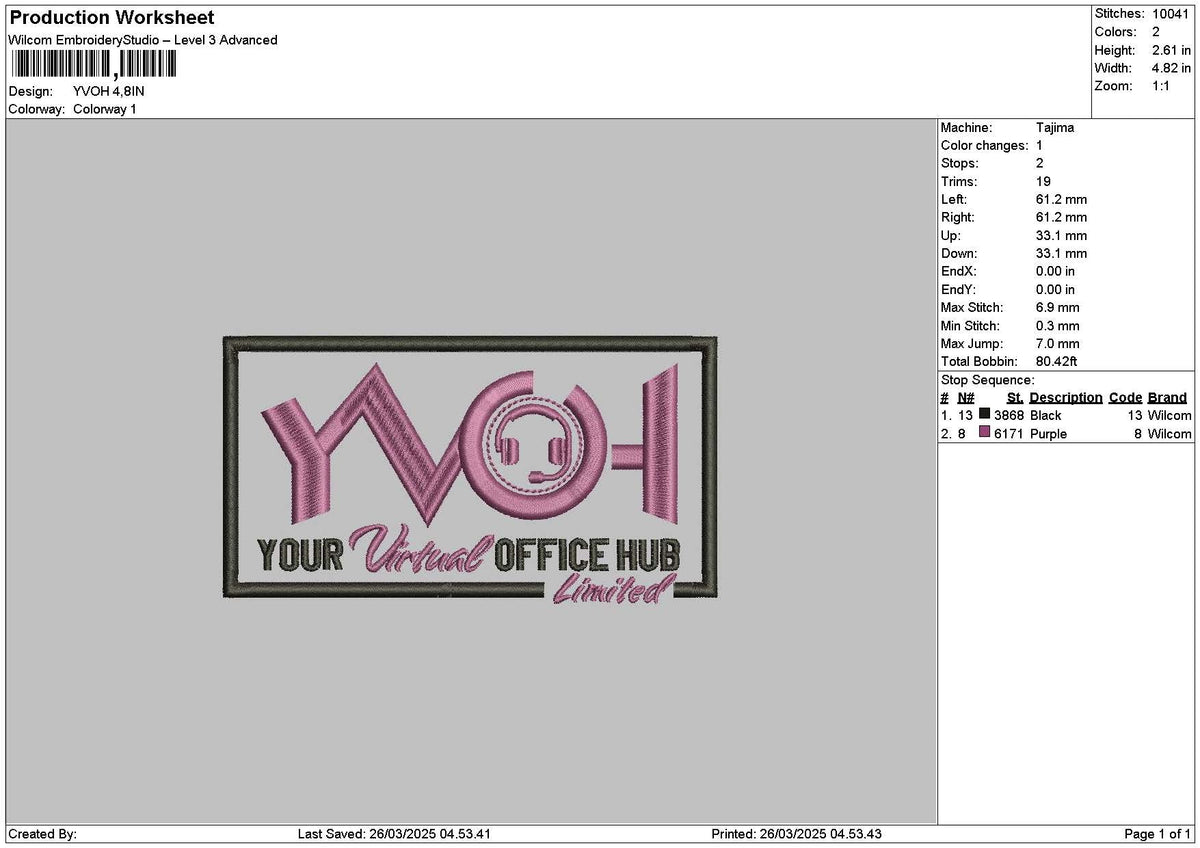 Yvohtext Embroidery File 6 sizes