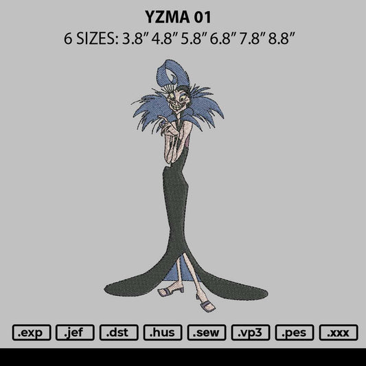 Yzma 01 Embroidery File 6 sizes