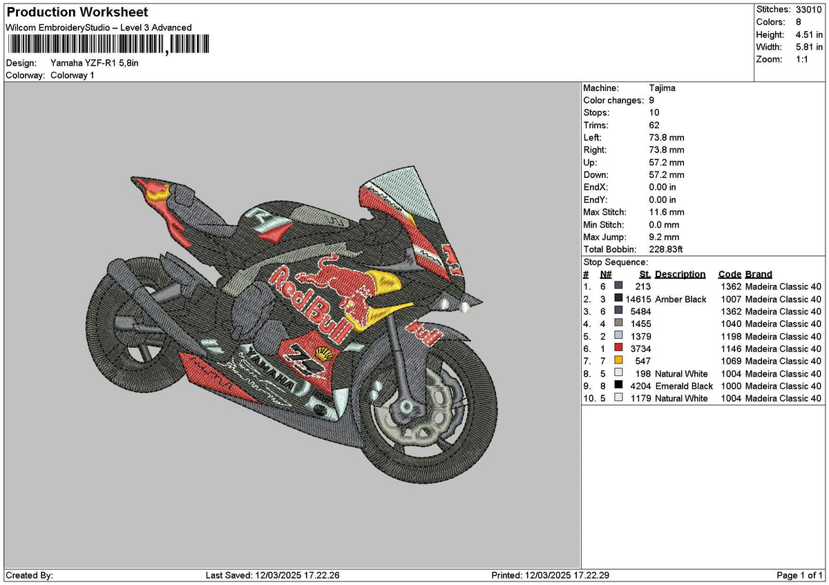 Motor 1203 Embroidery File 6 sizes