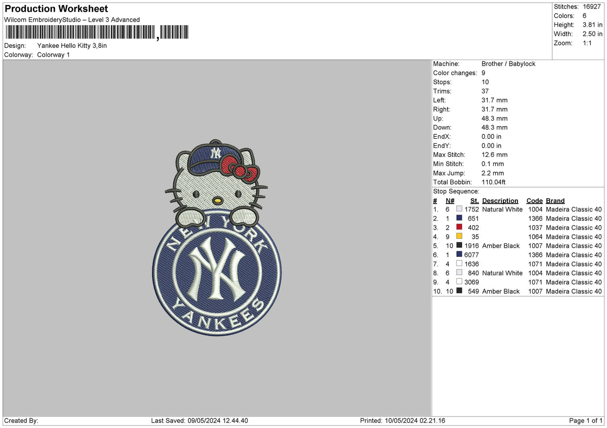 Hk Ny Embroidery File 6 sizes