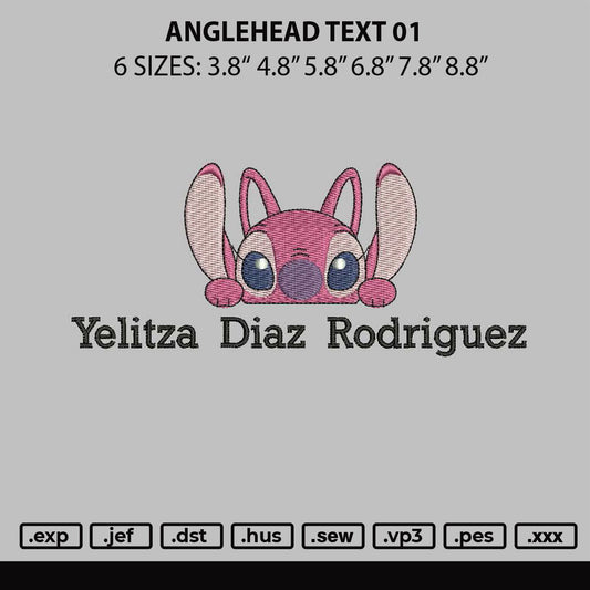 Angelhead Text 01 Embroidery File 6 sizes
