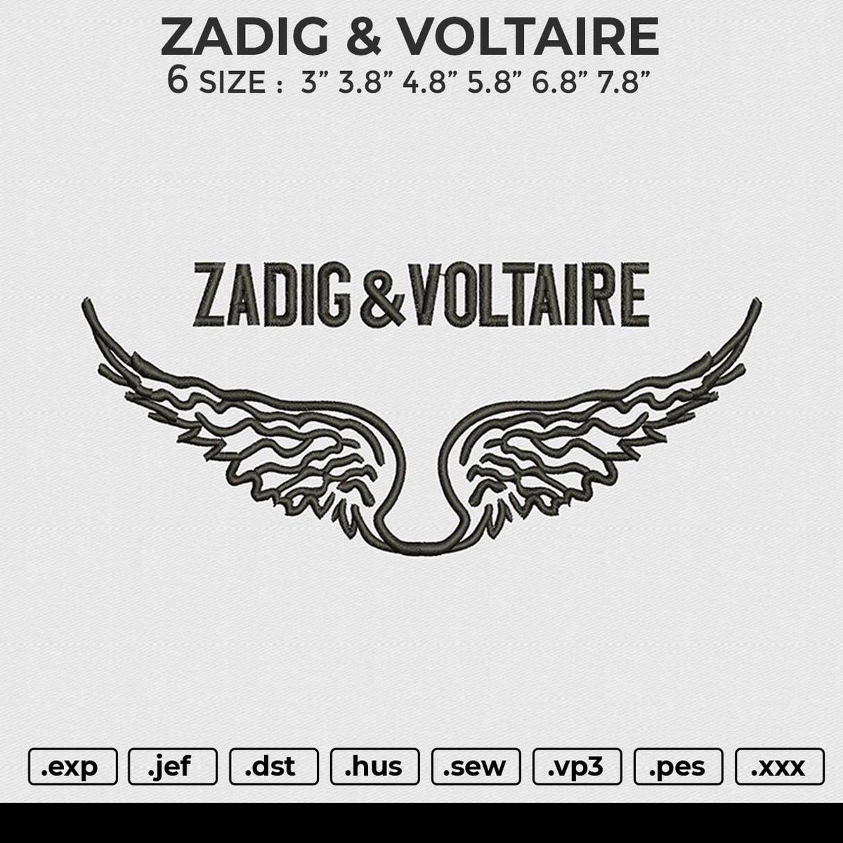 ZADIG VOLTAIRE Embroidery File 4 sizes