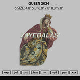 Queen2024 Embroidery File 6 sizes