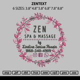 Zen Text Embroidery File 6 sizes