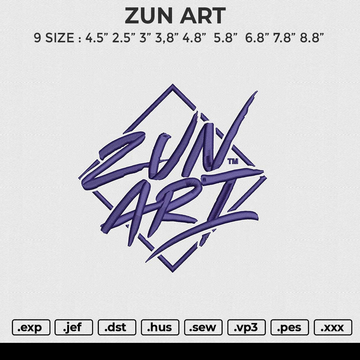 ZUN ART Embroidery File 6 size