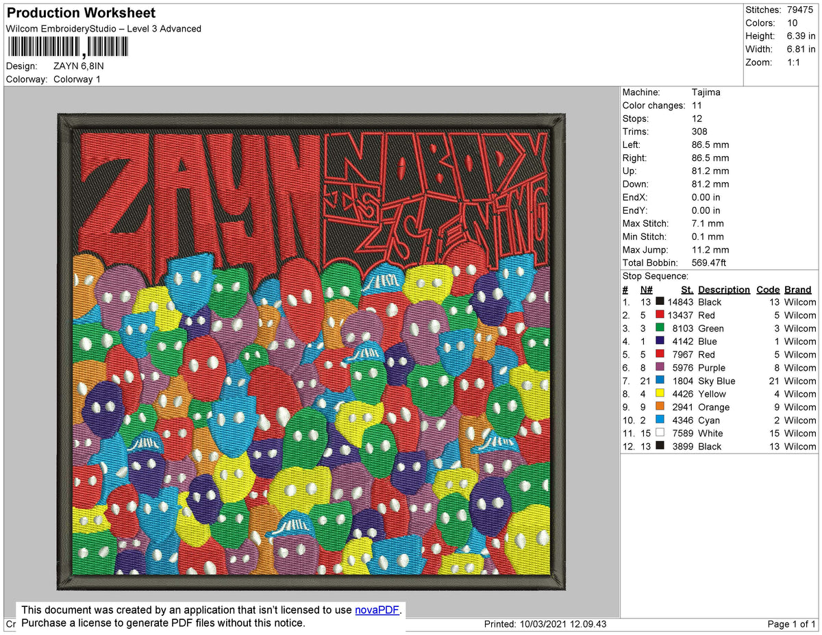 Zayn Cover Embroidery