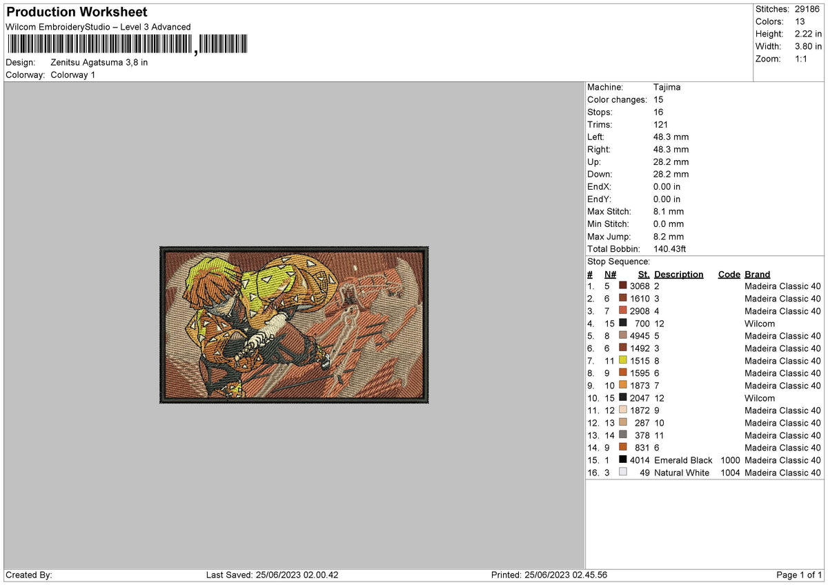 Zenitsu Rectangle 2506 Embroidery File 6 sizes
