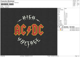 Acdclight Embroidery File 6 sizes