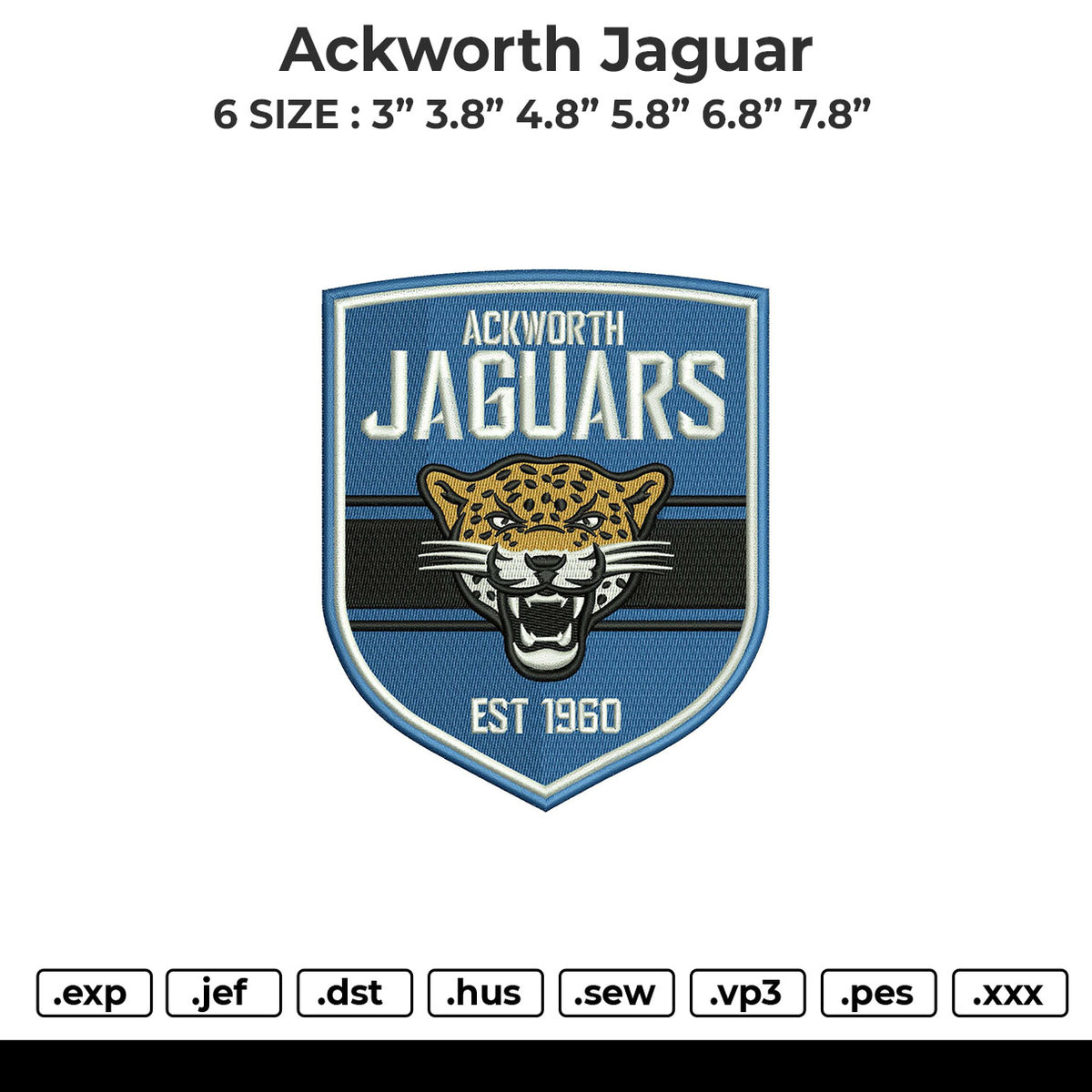 Ackworth Jaguar Embroidery File 6 size