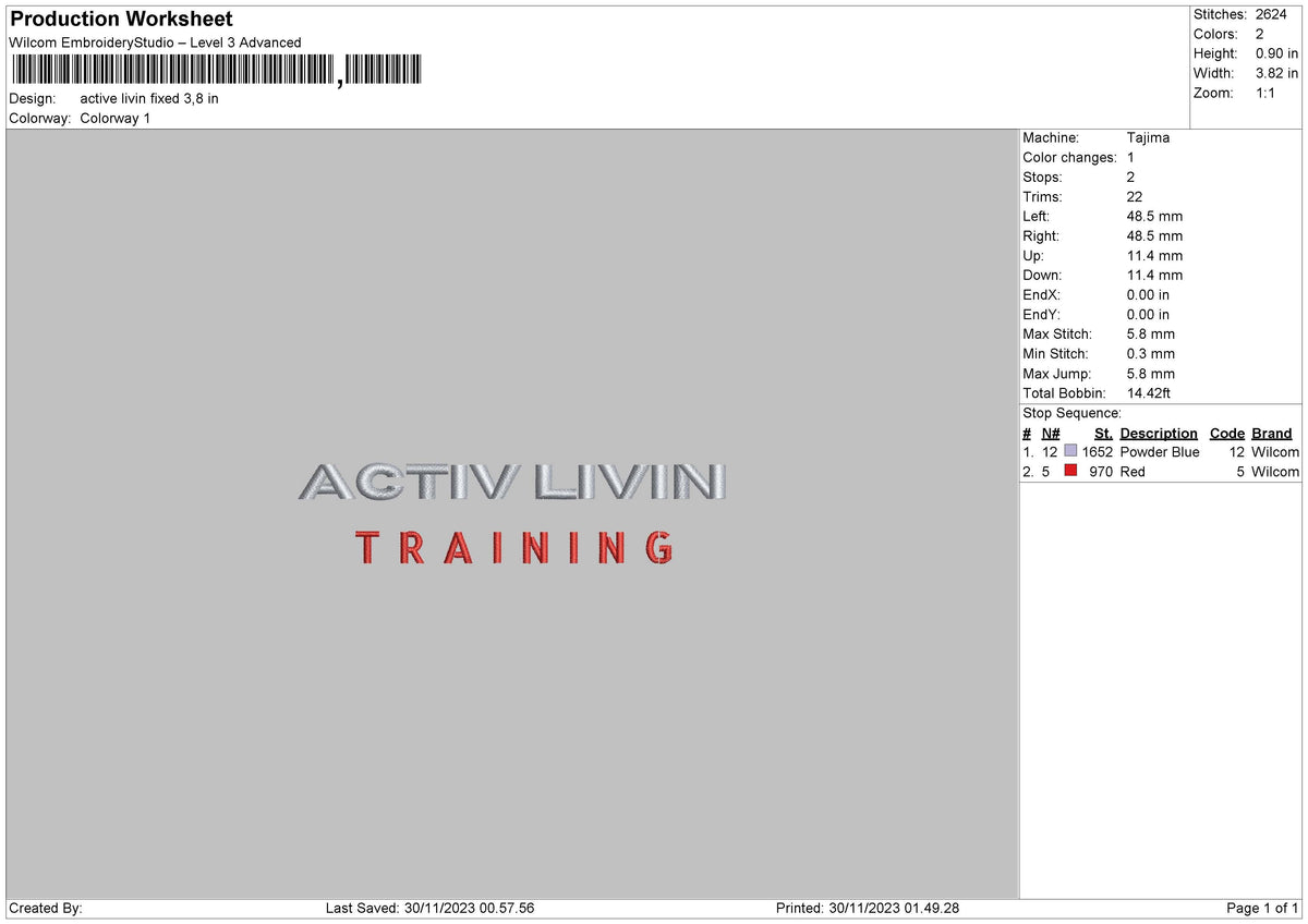 Active Text Embroidery File 6 sizes