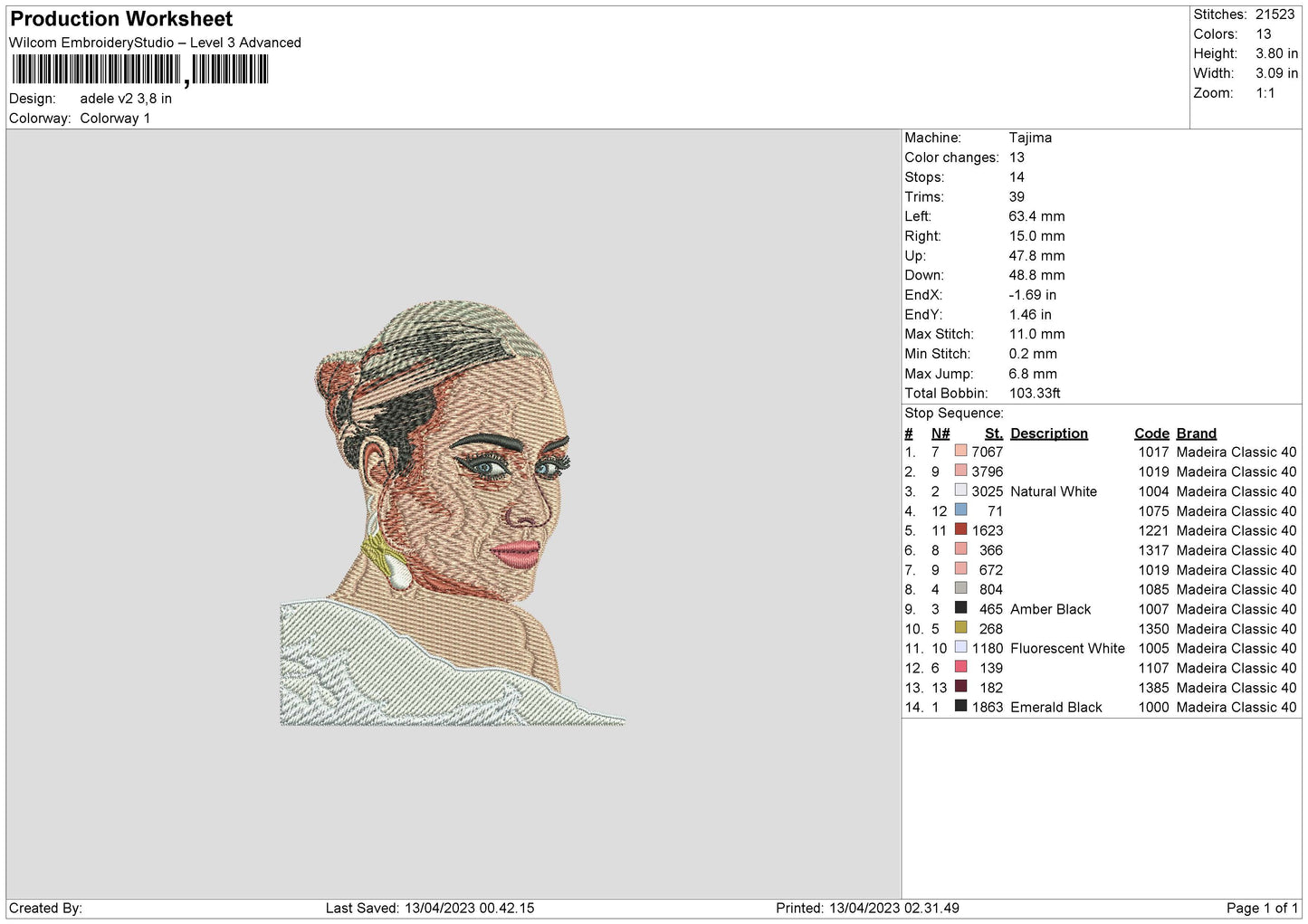 Adele V2 Embroidery
