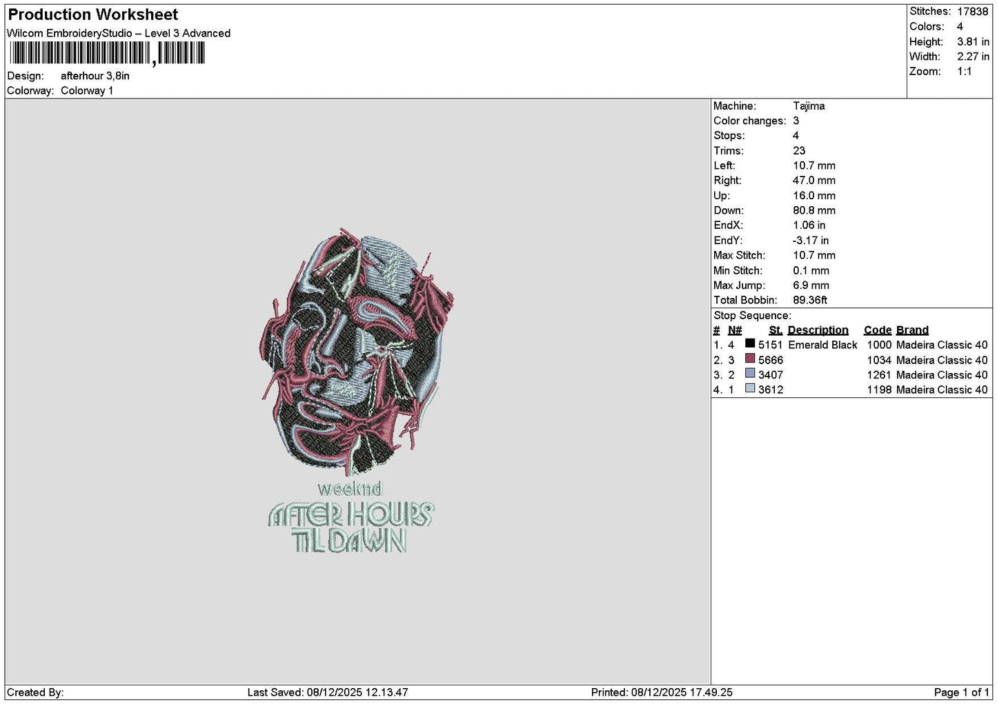 Dawntext Embroidery File 6 sizes