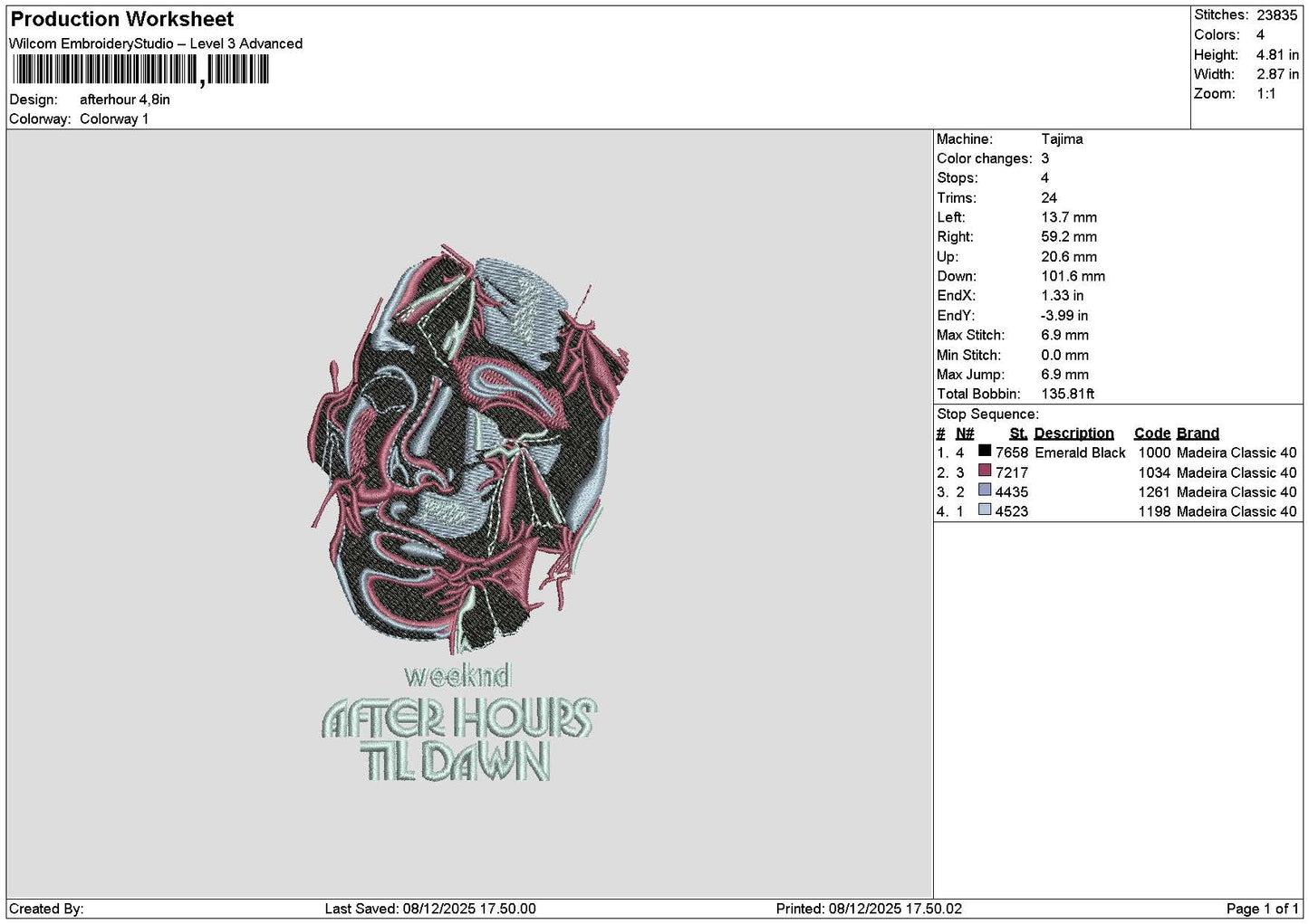 Dawntext Embroidery File 6 sizes