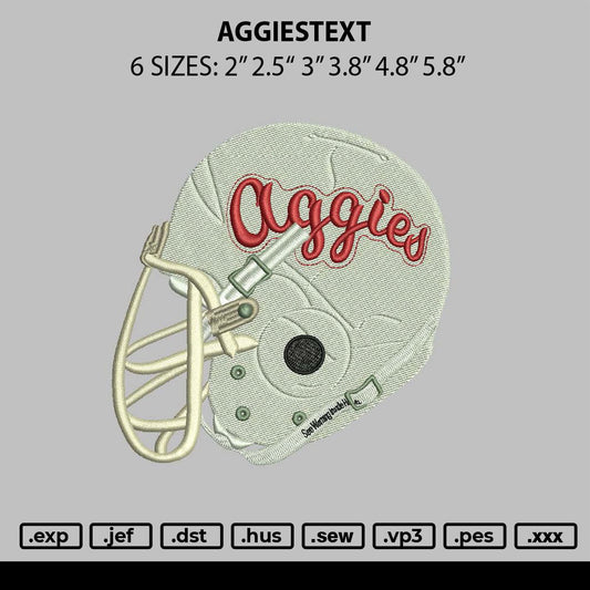Aggiestext Embroidery File 6 sizes