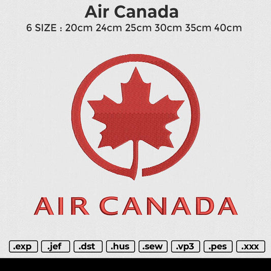 Air Canada Embroidery File 6 size