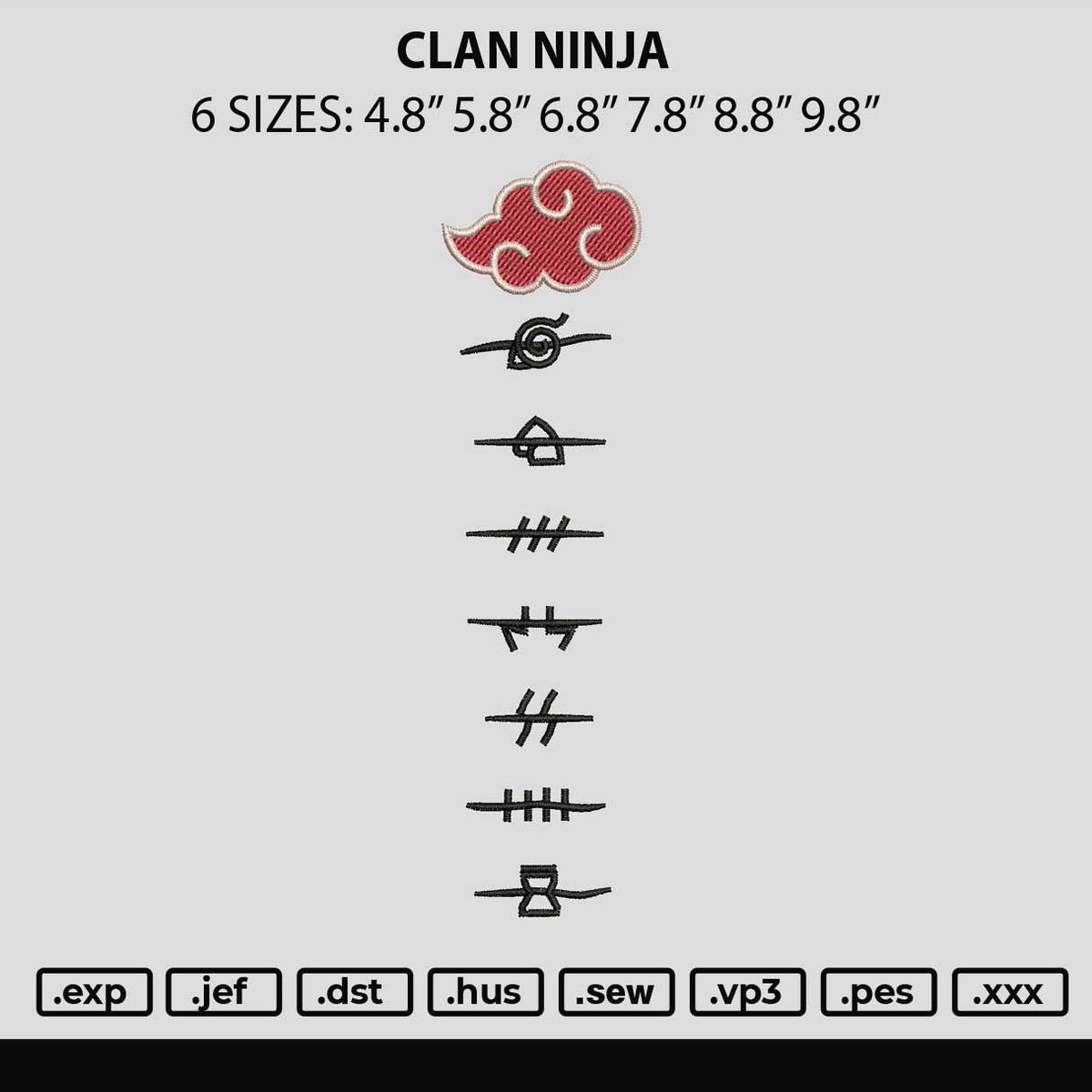 Clan Ninja Embroidery File 6 sizes