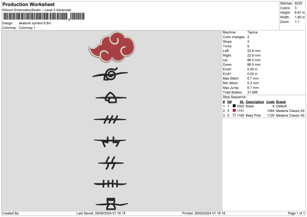 Clan Ninja Embroidery File 6 sizes