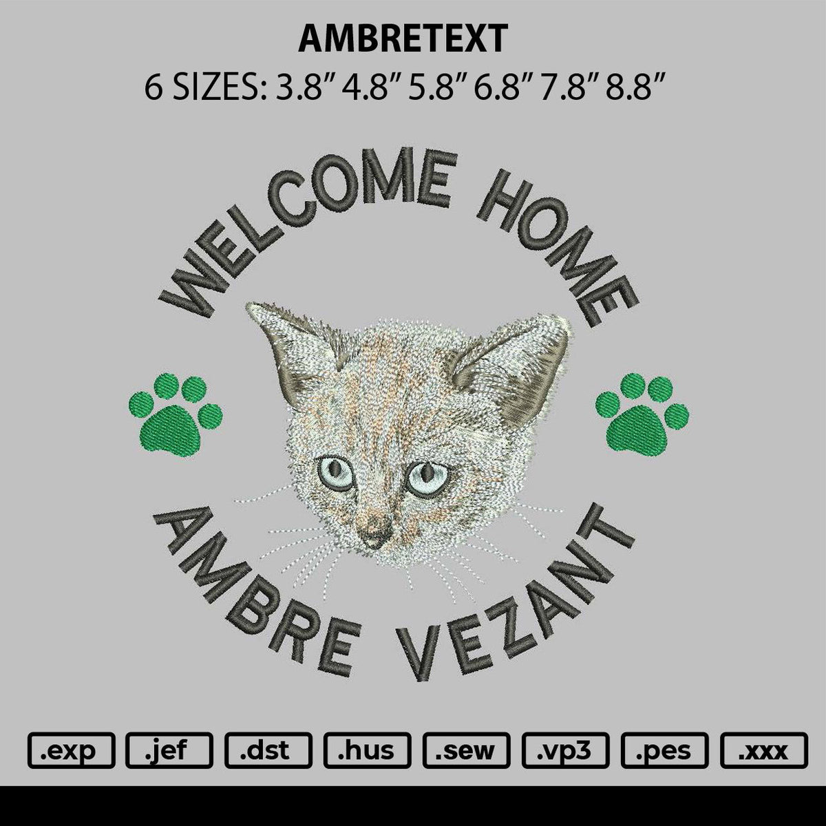 Ambretext Embroidery File 6 sizes
