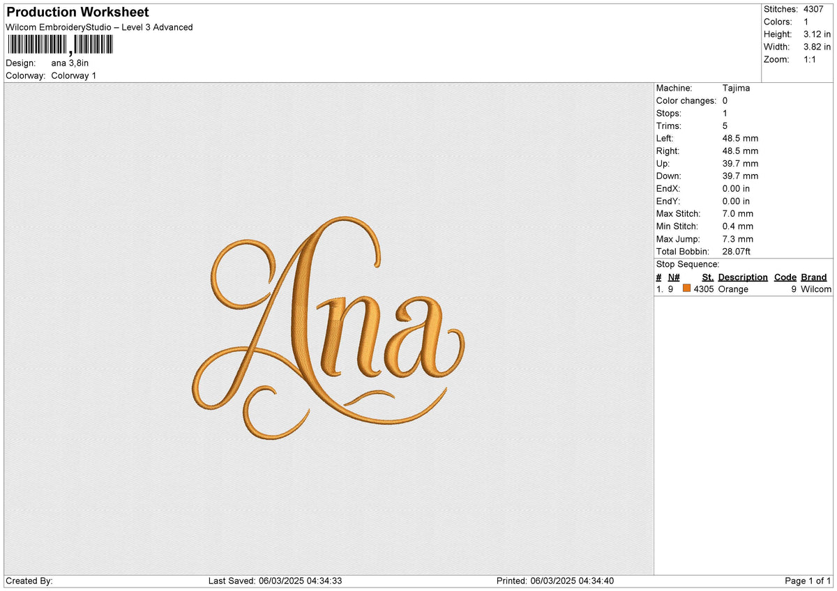 ANA Embroidery File 6 size