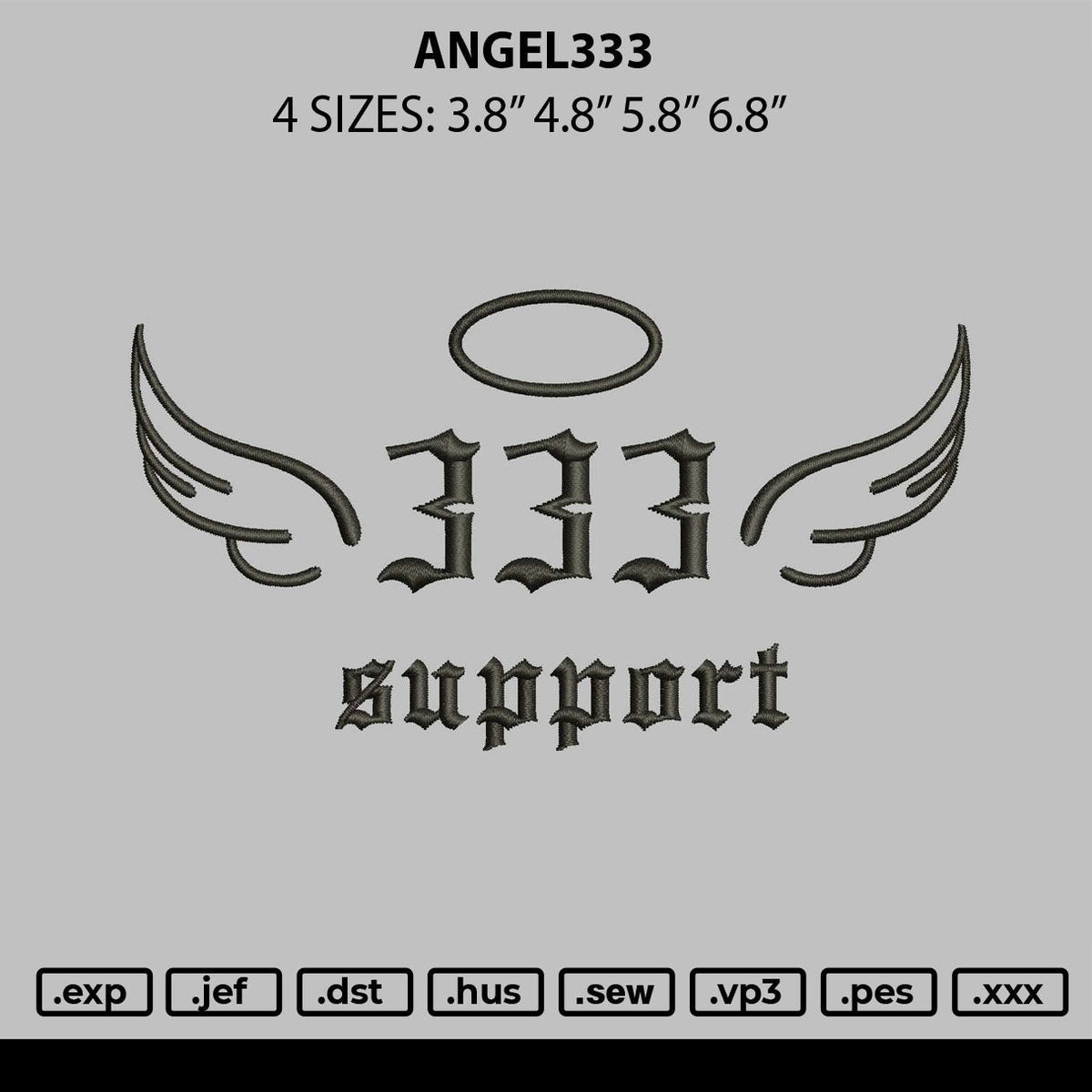 Angel333 Embroidery File 6 sizes