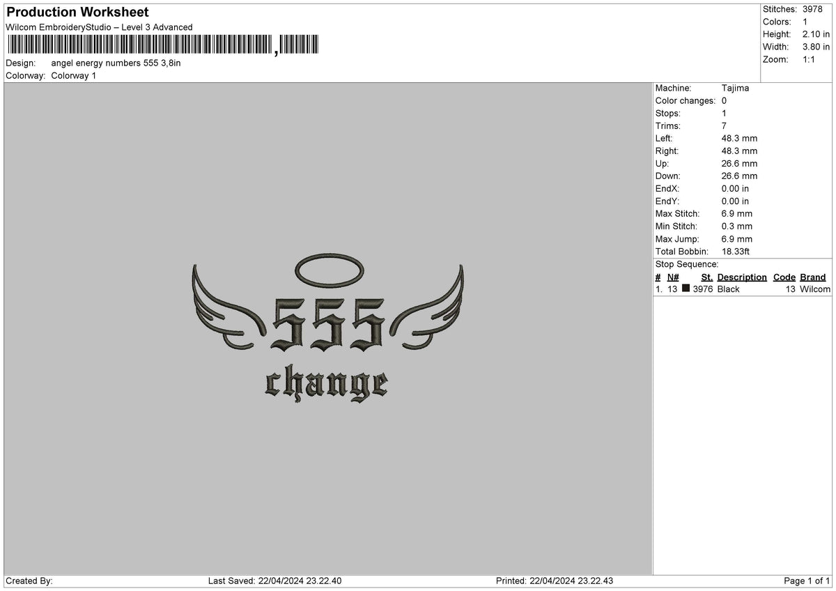 Angel555 Embroidery File 6 sizes
