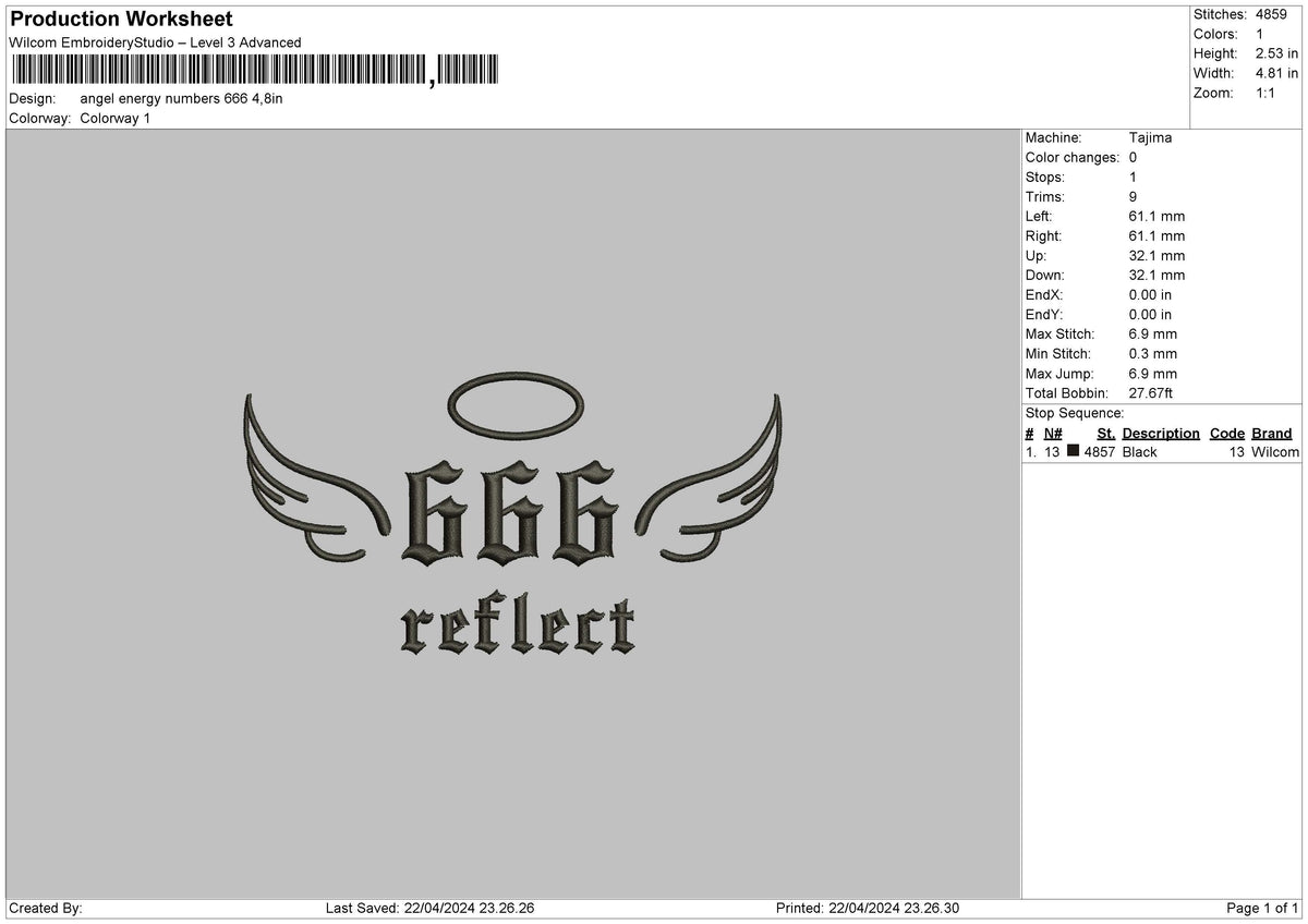 Angel666 Embroidery File 6 sizes