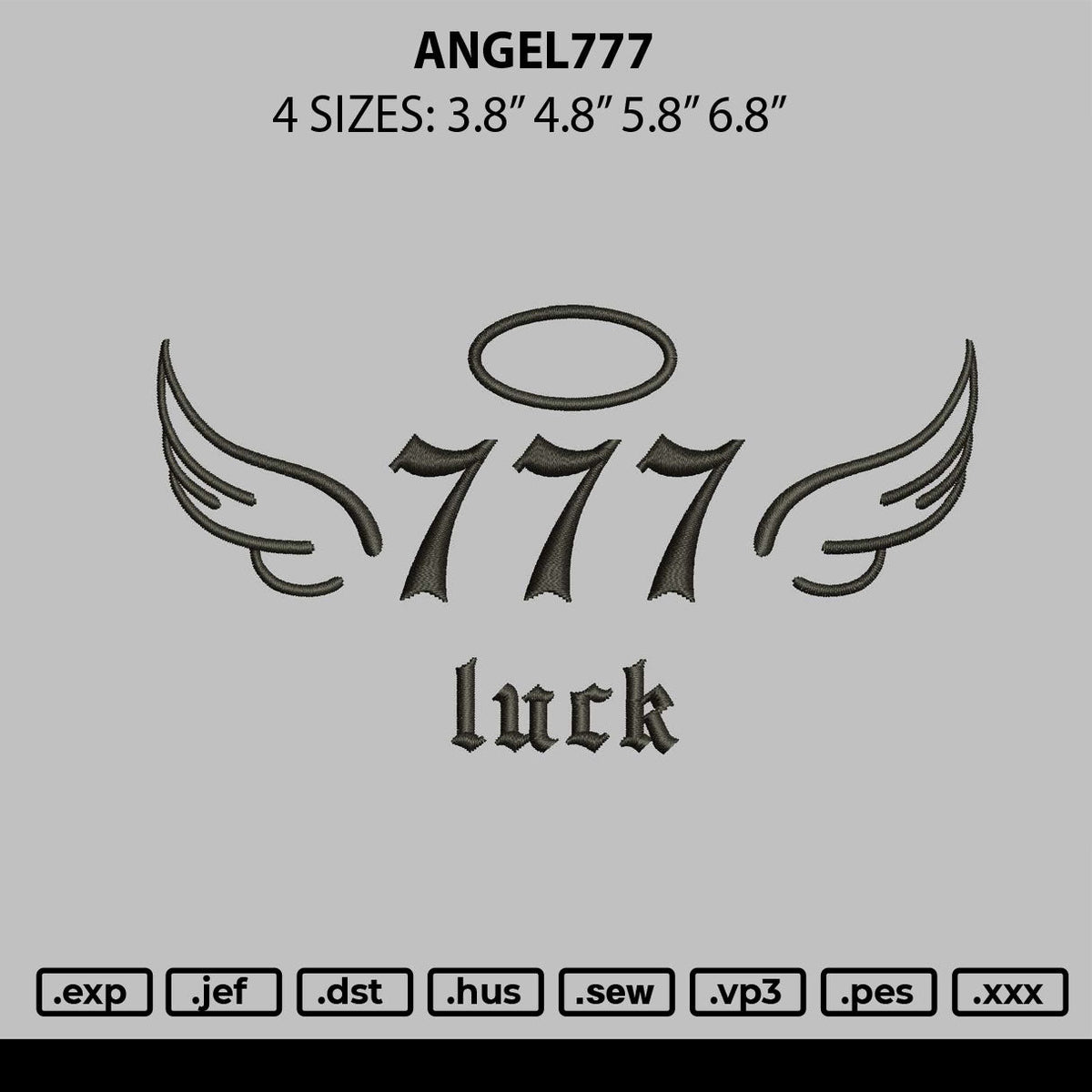 Angel777 Embroidery File 6 sizes
