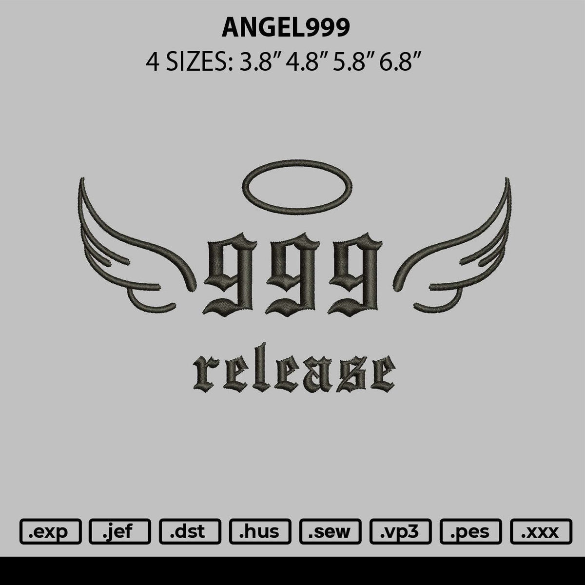 Angel999 Embroidery File 6 sizes