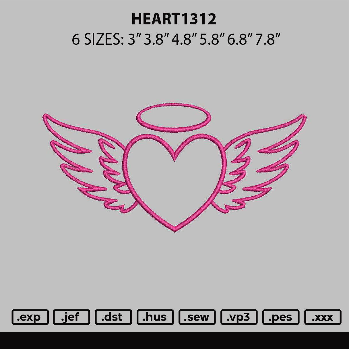 Heart1312 Embroidery File 6 sizes