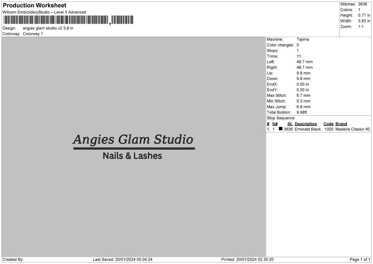 Glamtext V2 Embroidery File 6 sizes