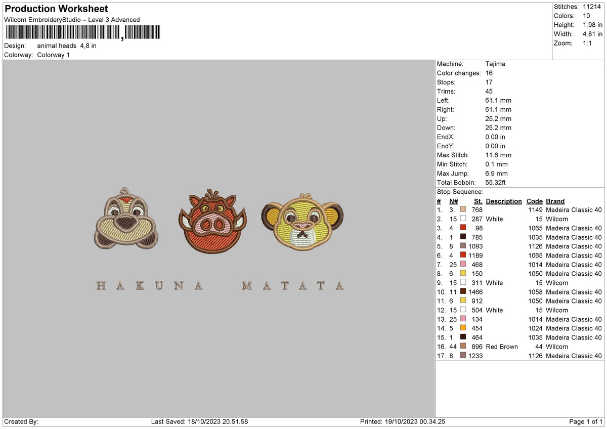 Animals Heads Embroidery File 6 sizes