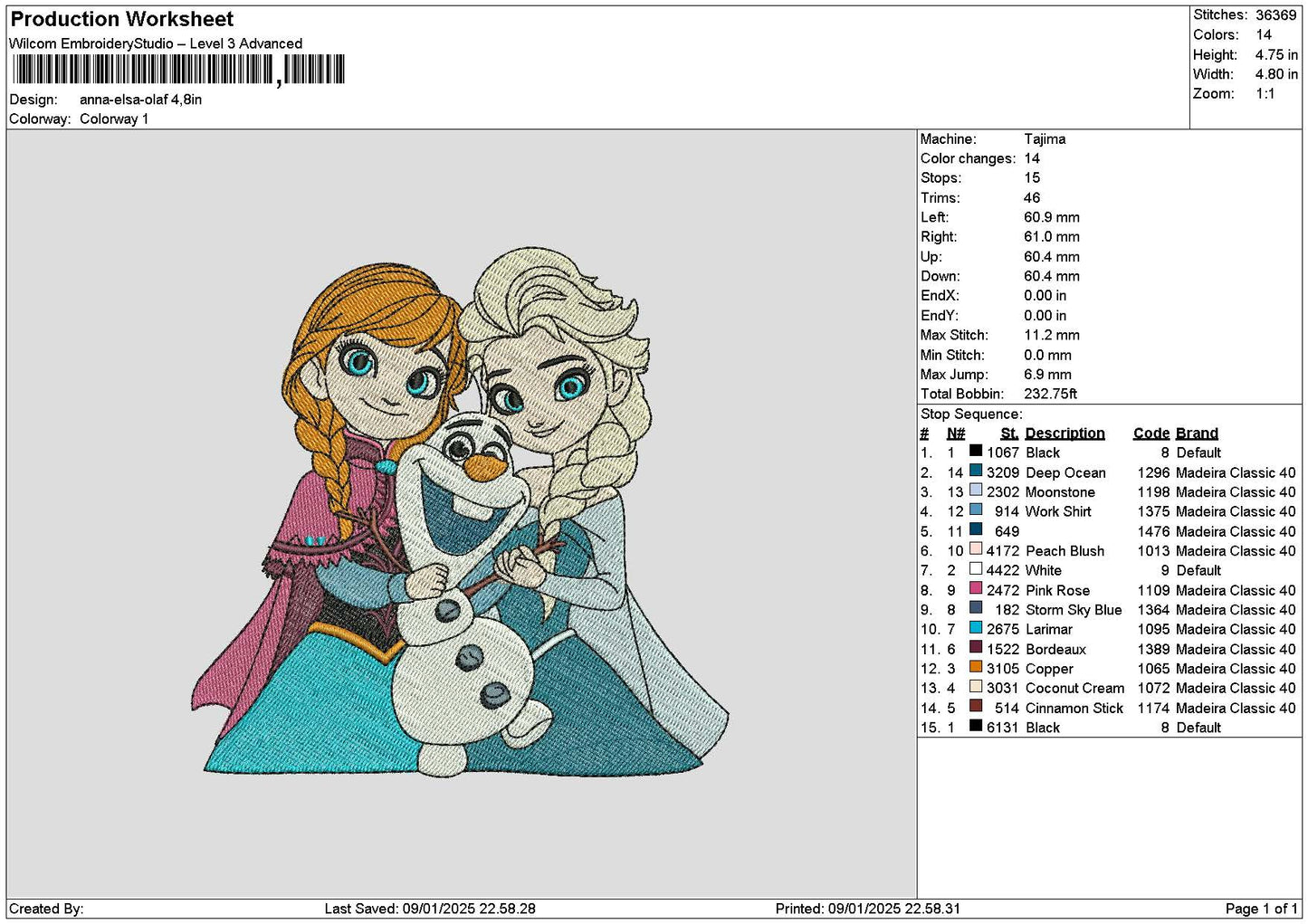 Annaelsa Embroidery File 6 sizes