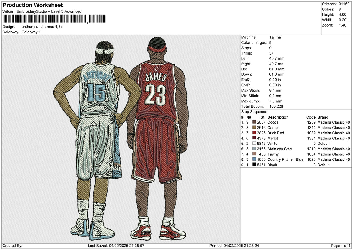 anthony and james Embroidery File 6 size