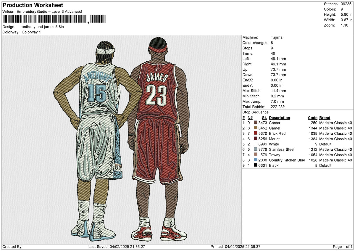 anthony and james Embroidery File 6 size