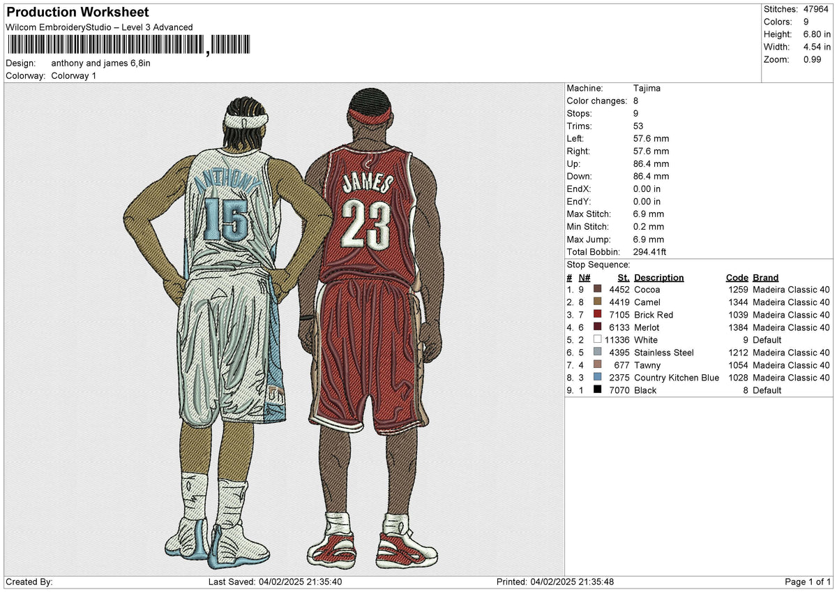 anthony and james Embroidery File 6 size