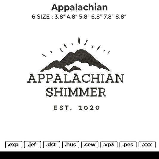 Appalachian Embroidery File 6 sizes