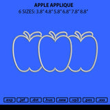 Apple Applique Embroidery File 6 sizes