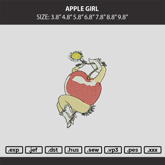 Apple girl Embroidery Machine Design File
