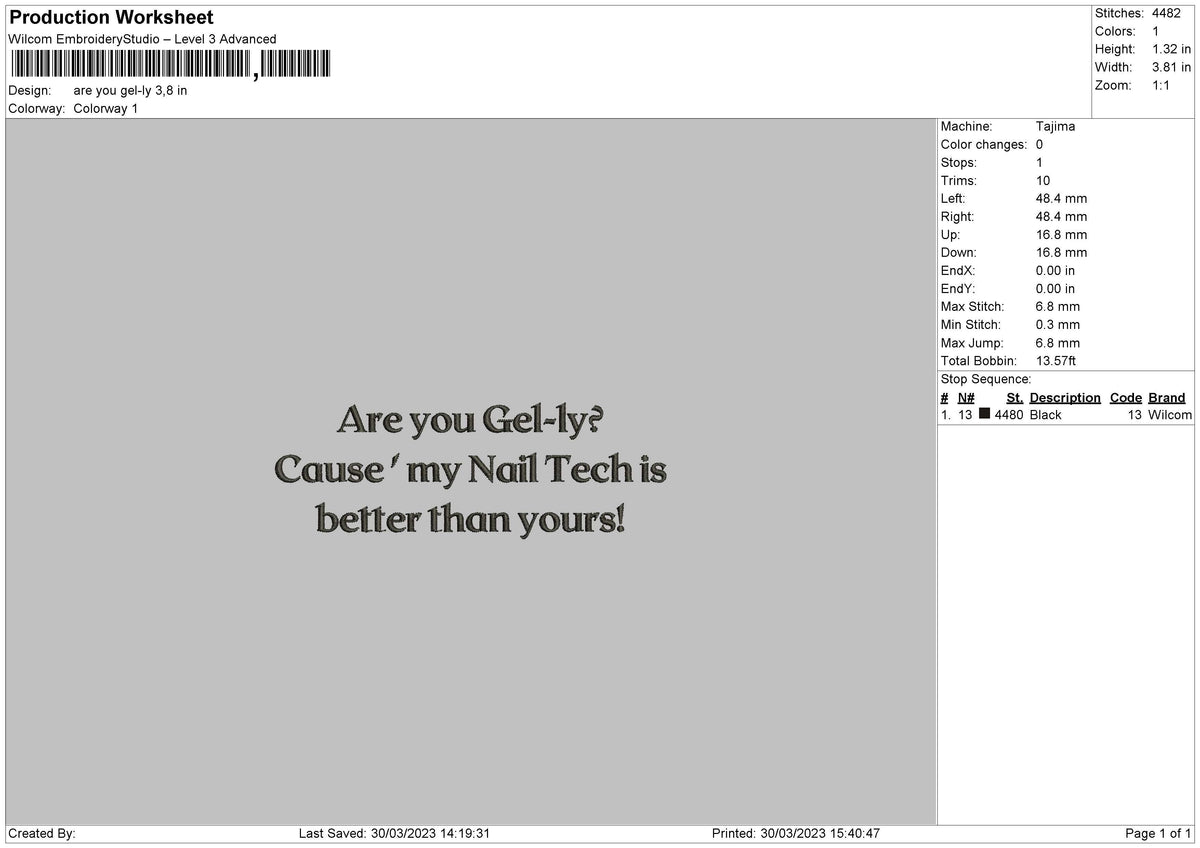 Are You Gel Embroidery File 6 sizes