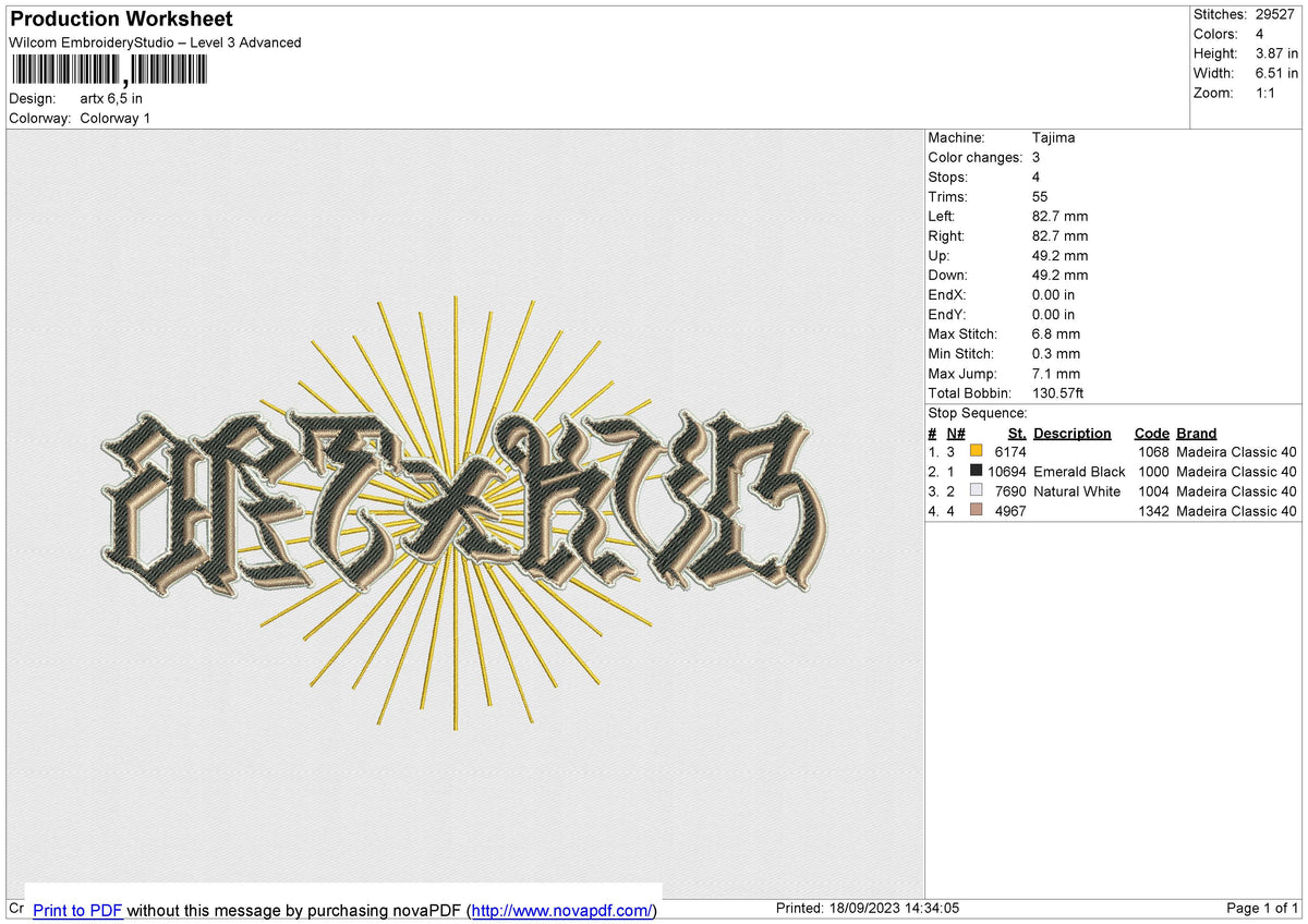 Artx Embroidery File 6 size