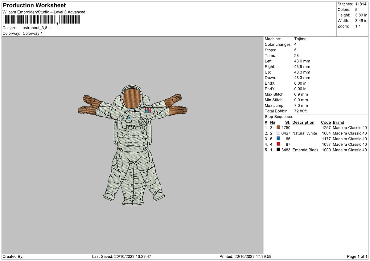 Astronaut Embroidery File 6 sizes