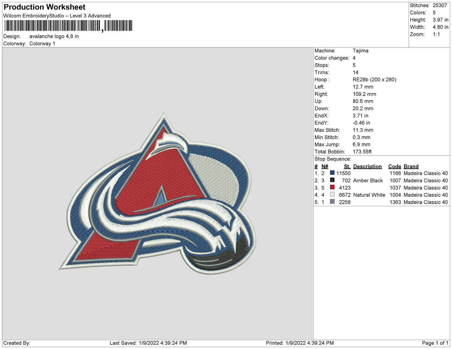 Avalanche Logo Embroidery
