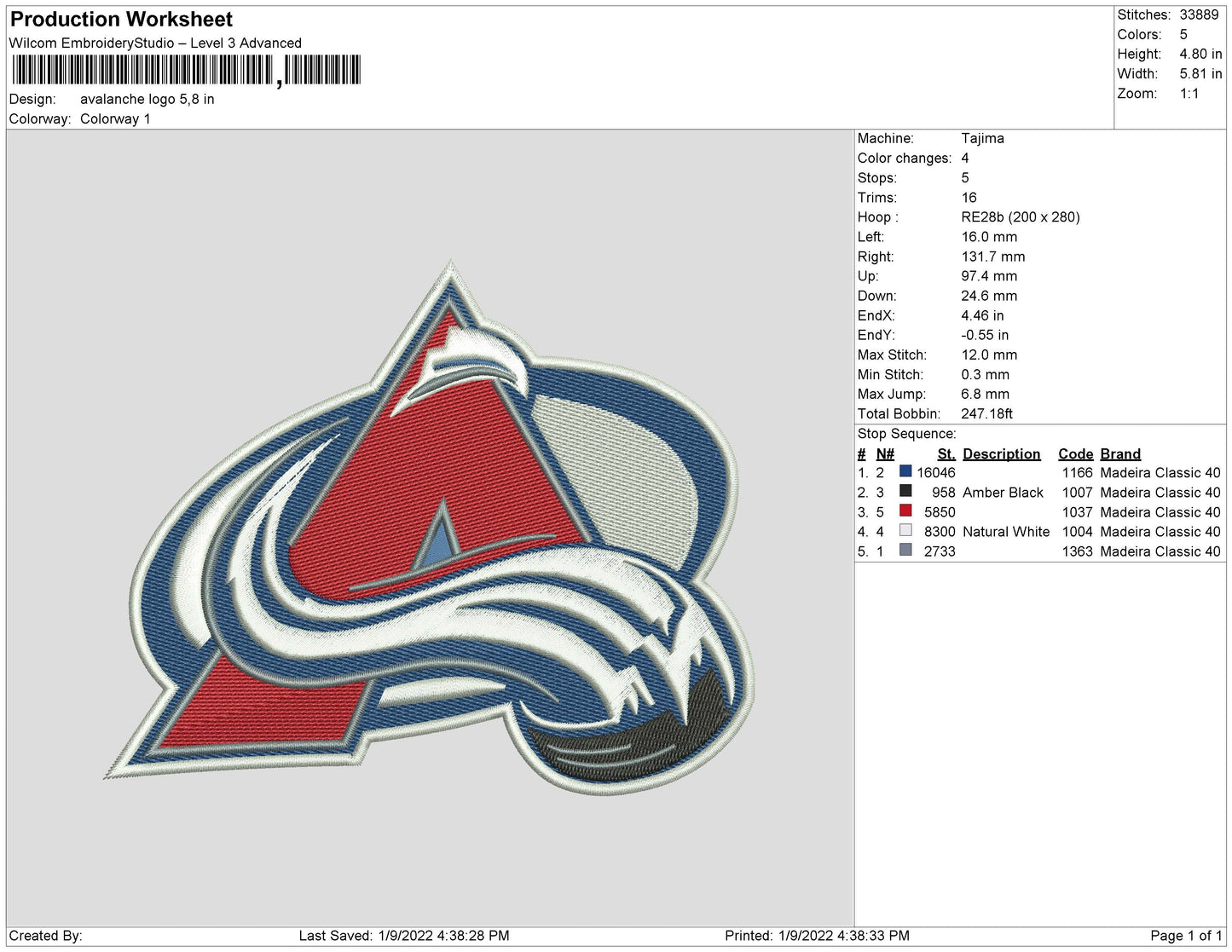 Avalanche Logo Embroidery