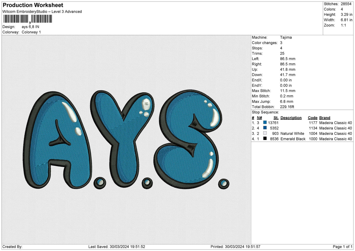 Ays Embroidery File 6 size