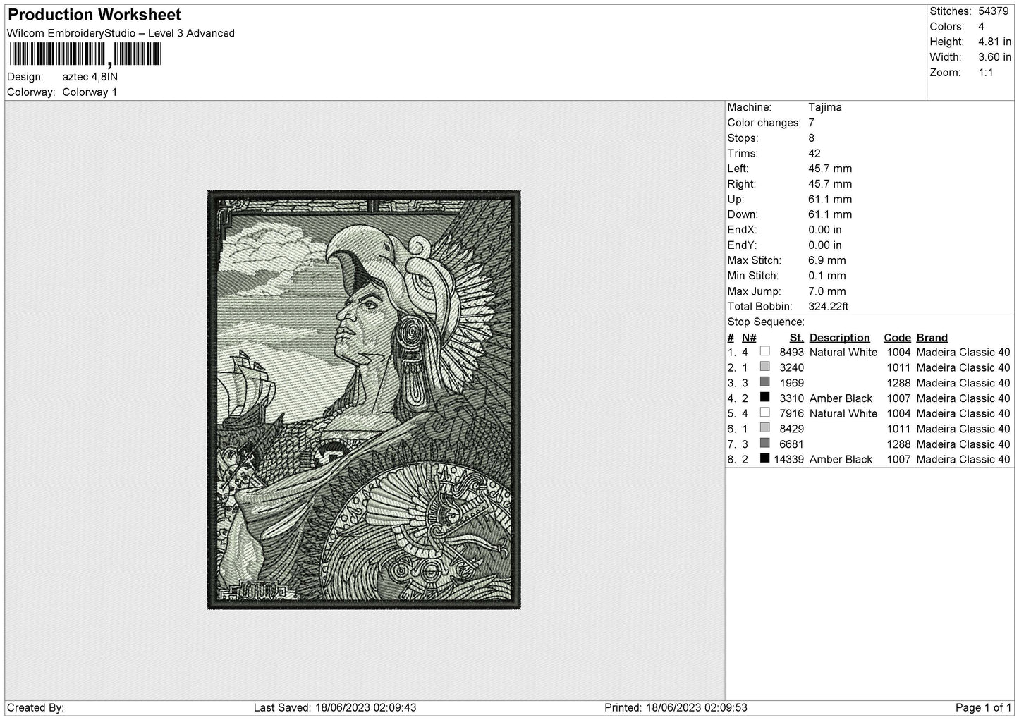 Aztec Embroidery File 6 size
