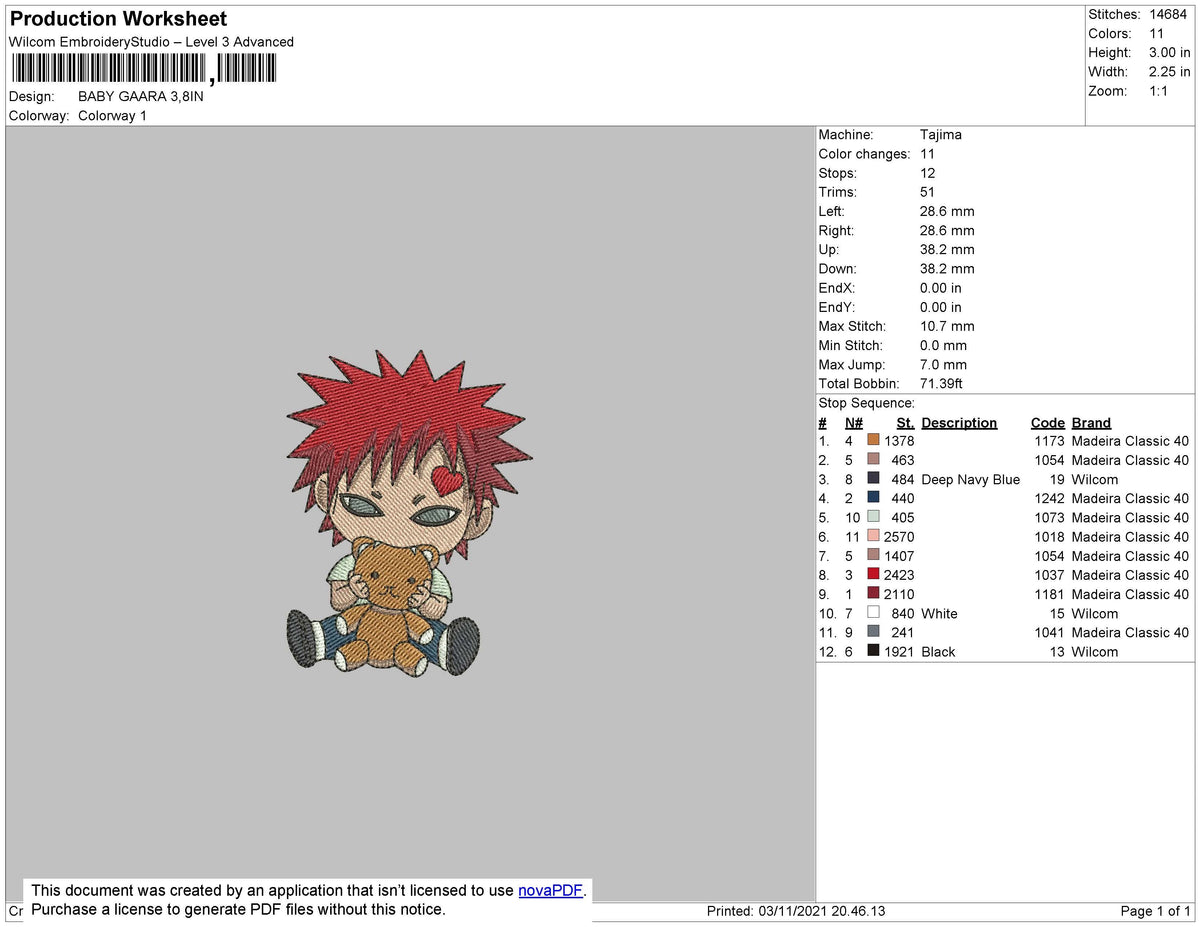 Baby Gaara Embroidery