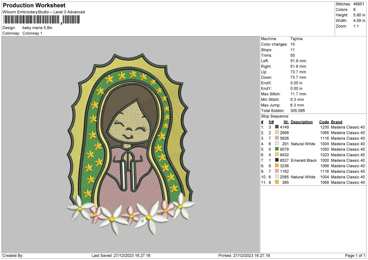 Maria 2712 Embroidery File 6 sizes